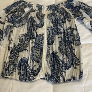 Elegant Blue and White Blouse